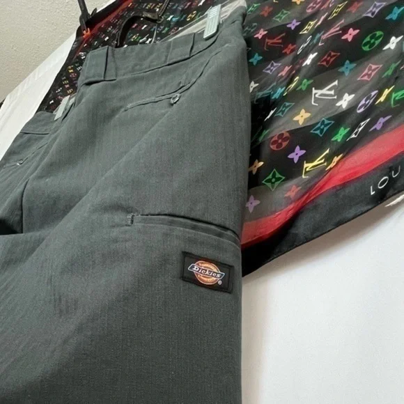 Punk DICKIES Pinstripe Cut Off Shorts Classic Cargo Work Pants 🩸 ★